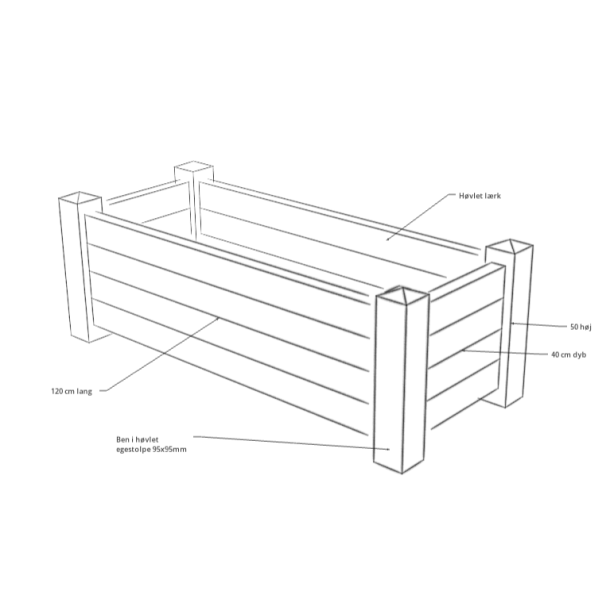 Plantekasse - Eg og lrk - 60x120cm